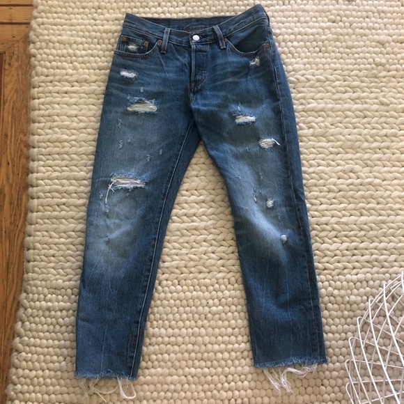 Levi Strauss Cropped Denim Slim Boyfriend